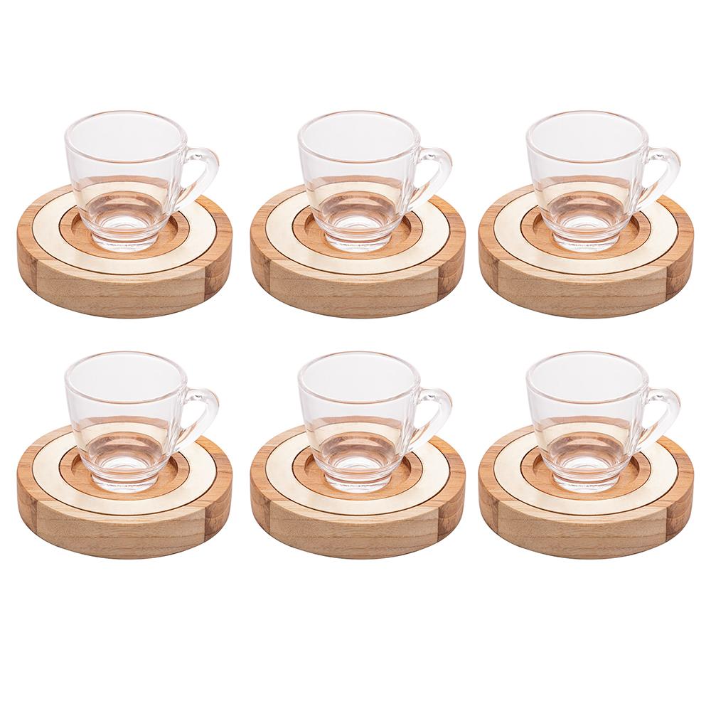 Conjunto com 6 xícaras de café e pires Teca champanhe 75ml