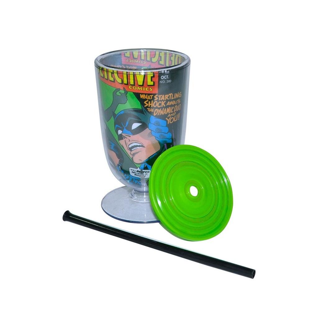 Taça Acrílica Dco Batman And Robin Comics Cover Fd Verde