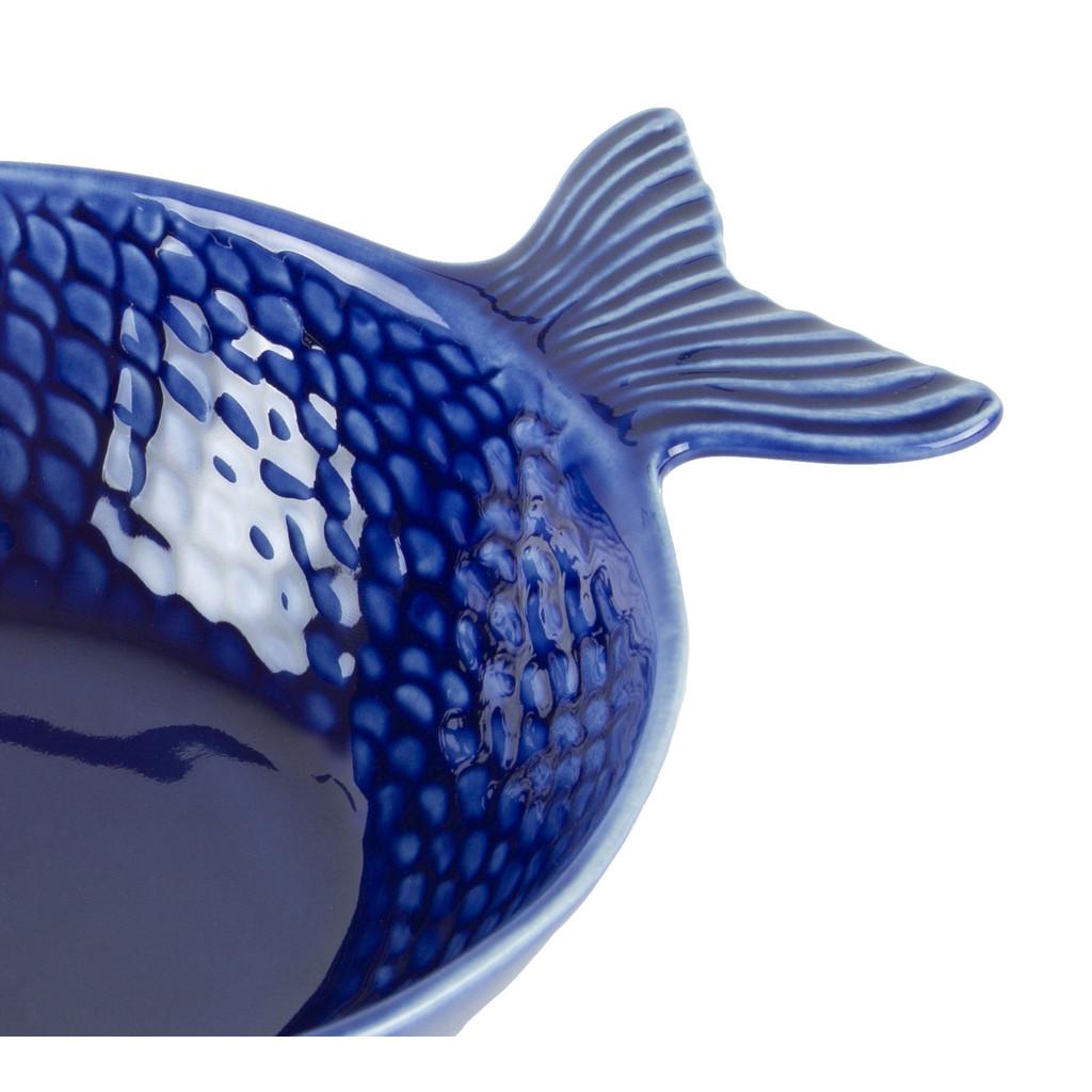 Conjunto com 4 bowls em cerâmica Peixe Ocean 20x14cm azul