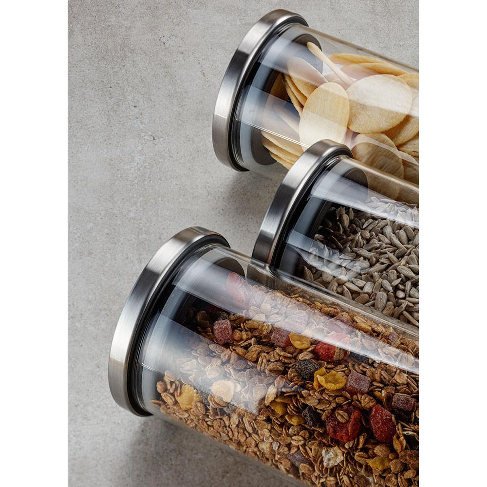 Conjunto com 4 potes herméticos de vidro com tampa inox Electrolux