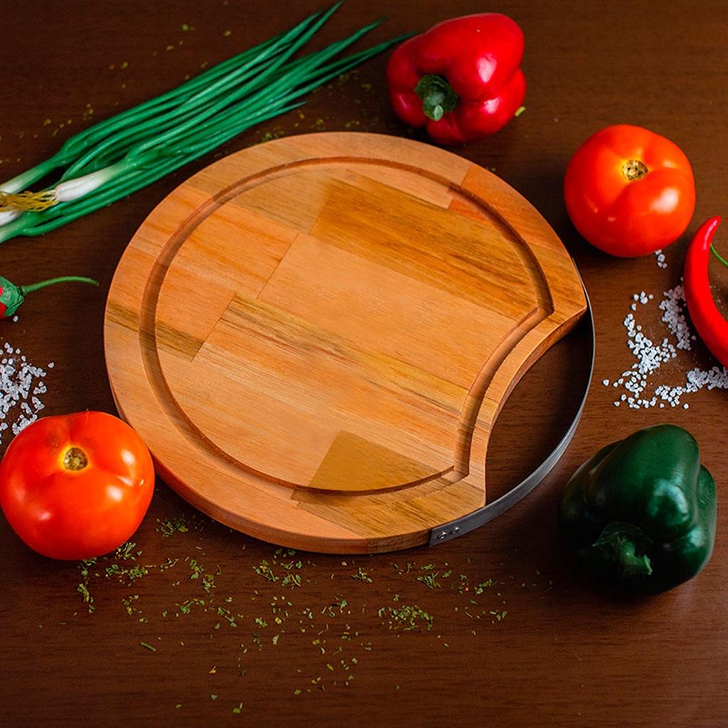 Tábua em madeira liptus com alça em inox 36x2cm