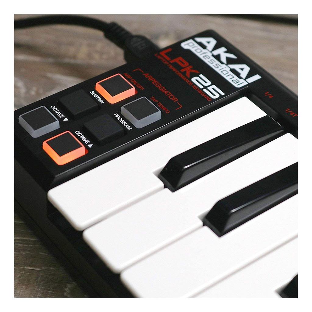 Controlador AKAI USB-MIDI com 25 teclas LPK25 para Laptop
