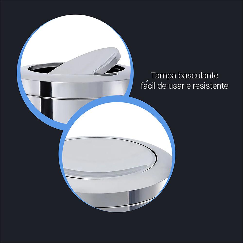 Lixeira Inox Tampa Basculante 7,8Litros Decorline