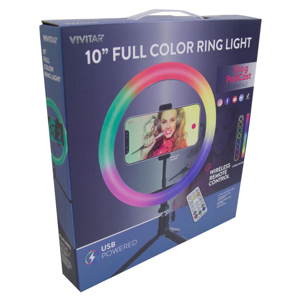 Luminária Ring Light portátil USB Color 10 polegadas com tripé e adaptador p/ Smartphone