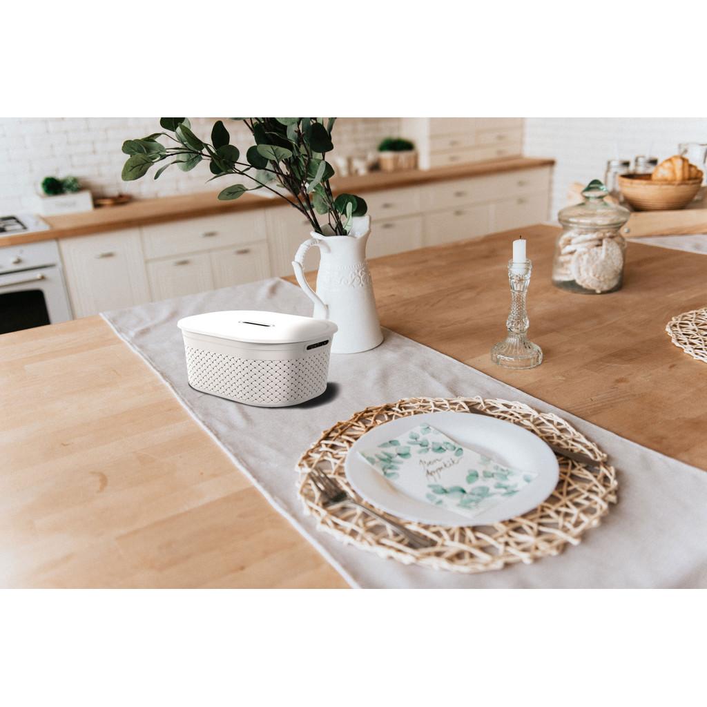 Cesta Pequena com Tampa Craft Coza 40 x 30,5 x 12,9 cm - Cinza