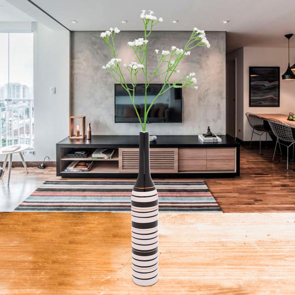 Vaso decorativo cerâmica preto/branco 6x36cm