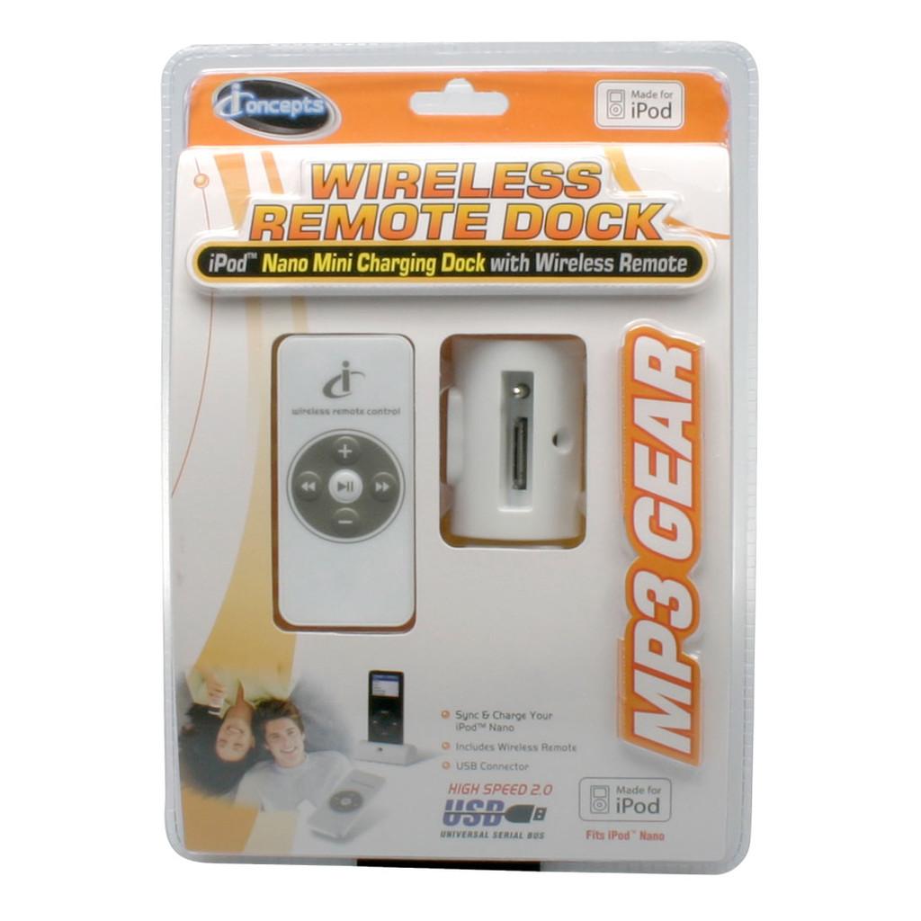 Mini base para carga e sincronia de iPod Nano com controle remoto sem fio