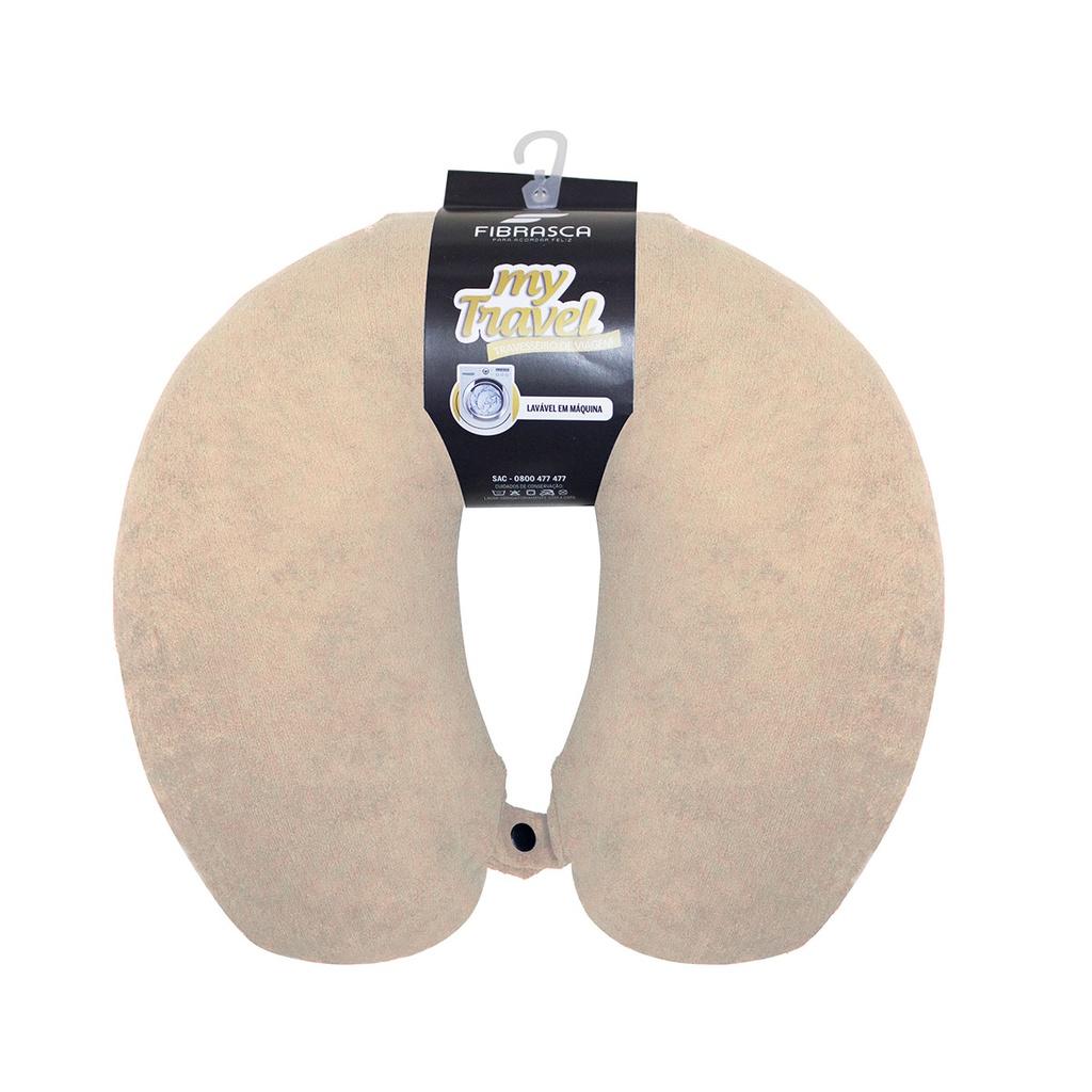Travesseiro de pescoço para viagem my travel fibra café - Fibrasca