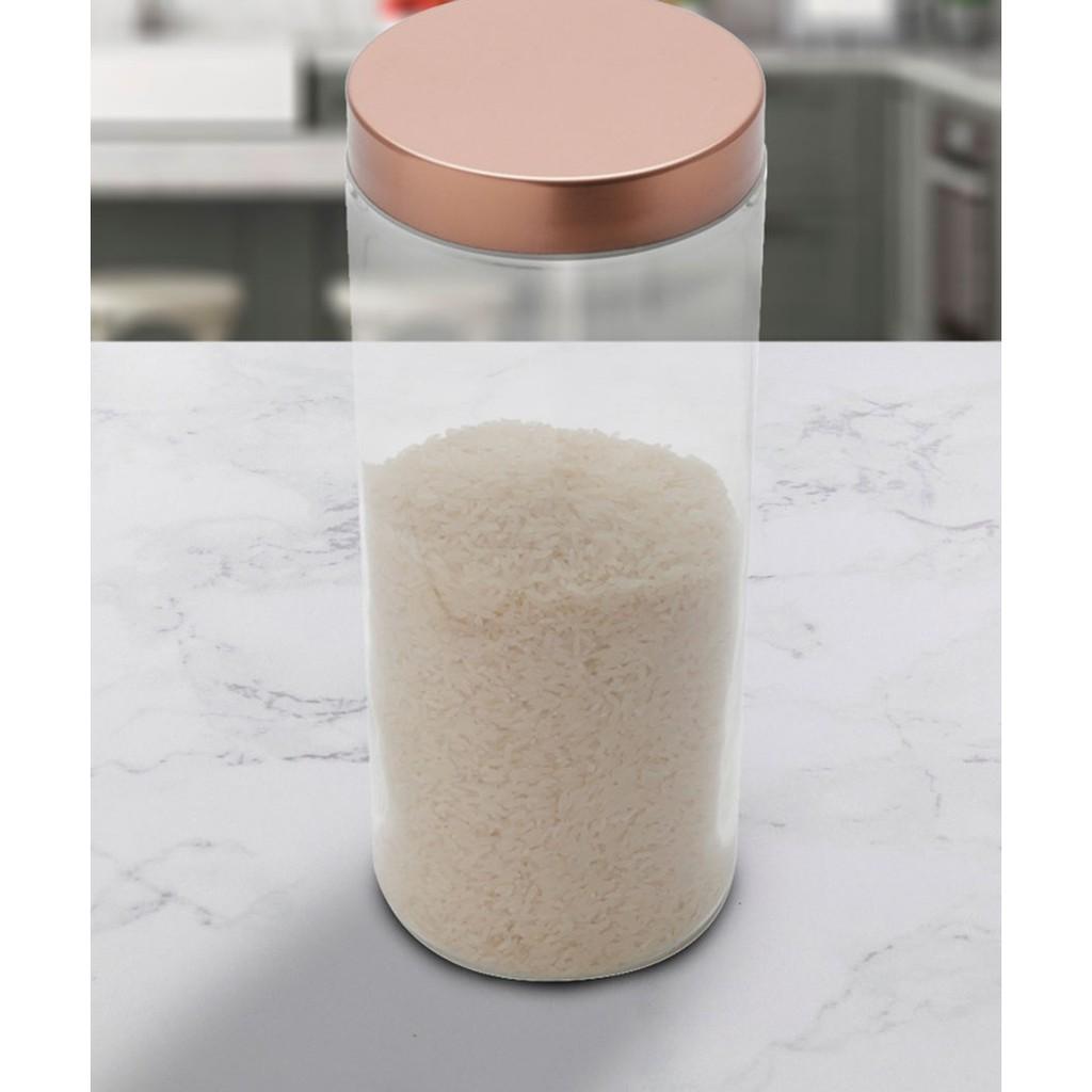 Porta mantimento de vidro com tampa cobre - 2,1 litros