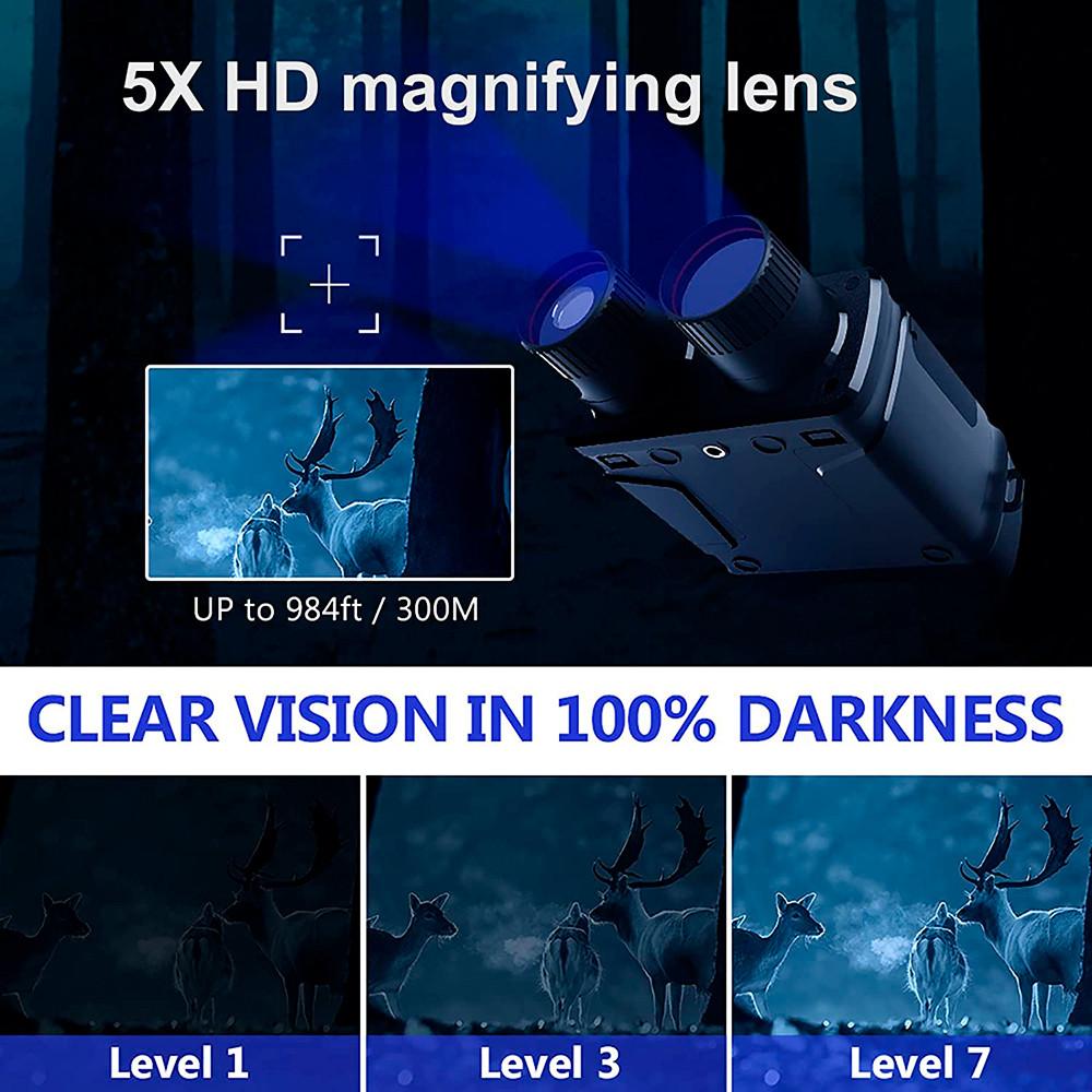 Binóculo com câmera Full HD, visão noturna e zoom digital 5X