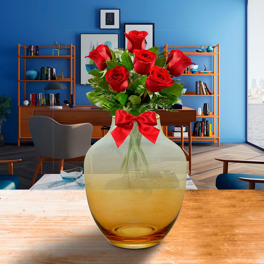 Vaso de Vidro Ombré em cor Dourada Degradê 10 cm x 13 cm