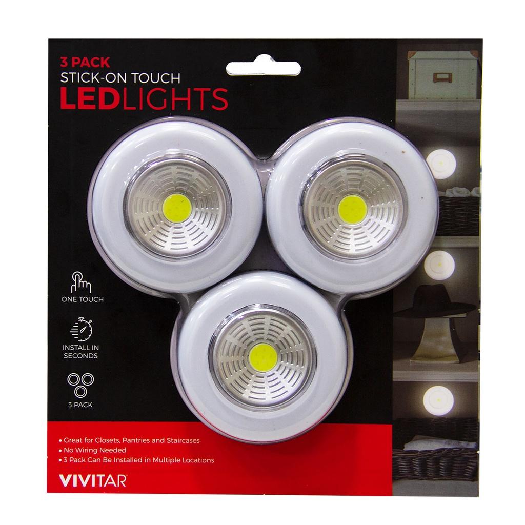 Kit de 3 lâmpadas LED adesiváveis e de acionamento por toque