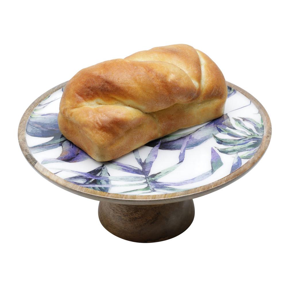 Prato para bolo em madeira Flower 32x14cm