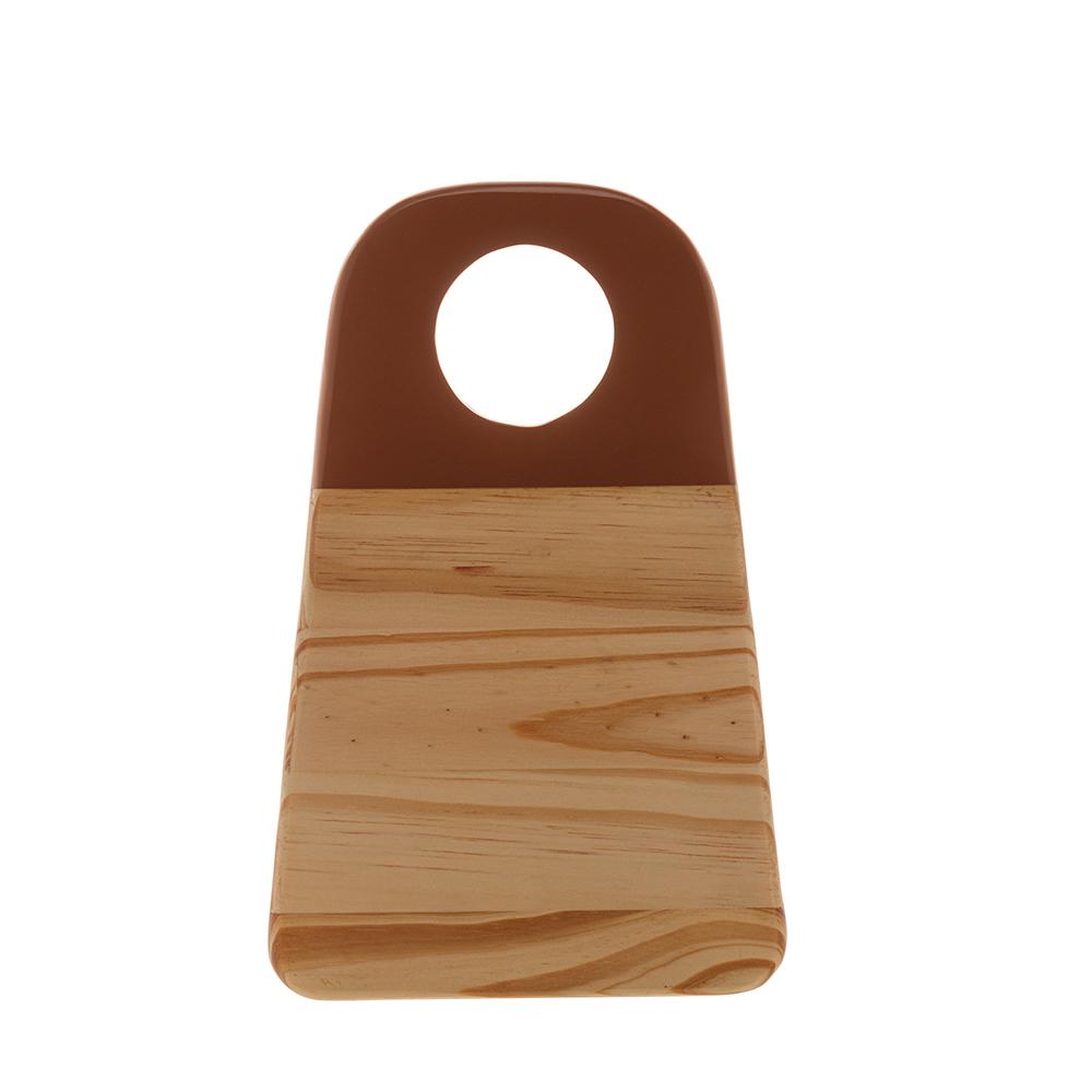 Tábua em madeira Pinus com alça laqueada cor terracota