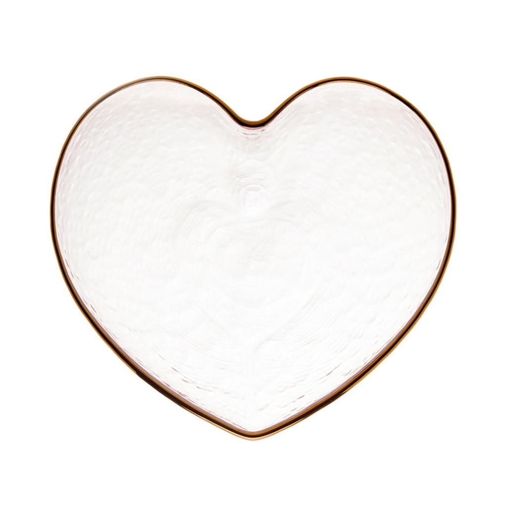 Bowl vidro c/borda dourada Heart 9x8x4cm
