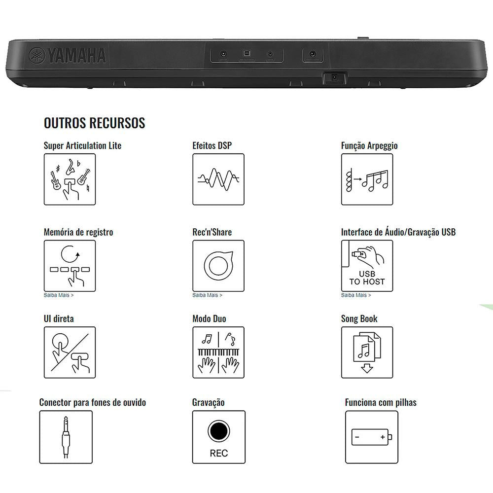 Teclado Portátil 61 Teclas Sons E Estilos Para Músicos Iniciantes E Avançados Yamaha