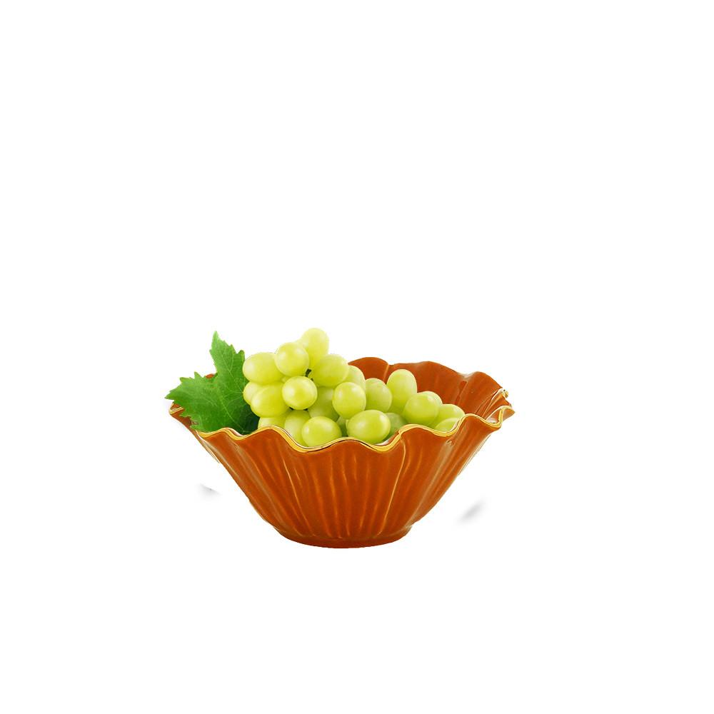 Vaso Decorativo Flor em Porcelana 15 cm x 7 cm cor Laranja