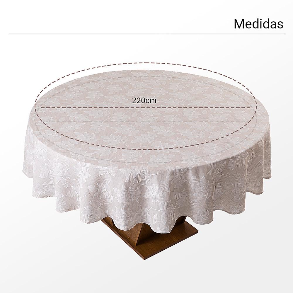 Toalha De Mesa Redonda Jacquard Bordado Poli-bambu 220cm