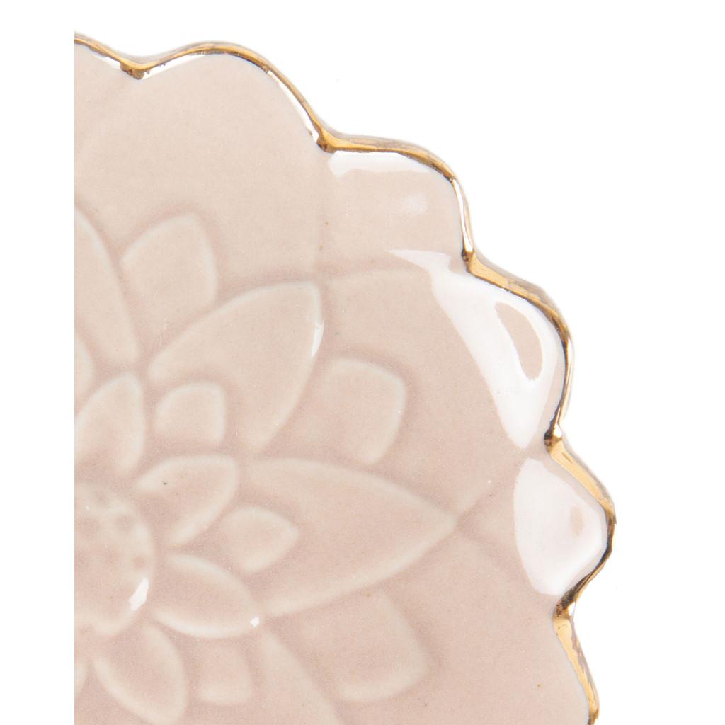 Conjunto com 4 porta-anéis decorativos em porcelana 9x2cm rosé