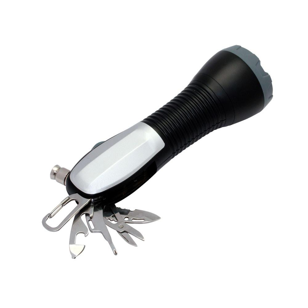 Lanterna, luz de emergência e multi-ferramentas