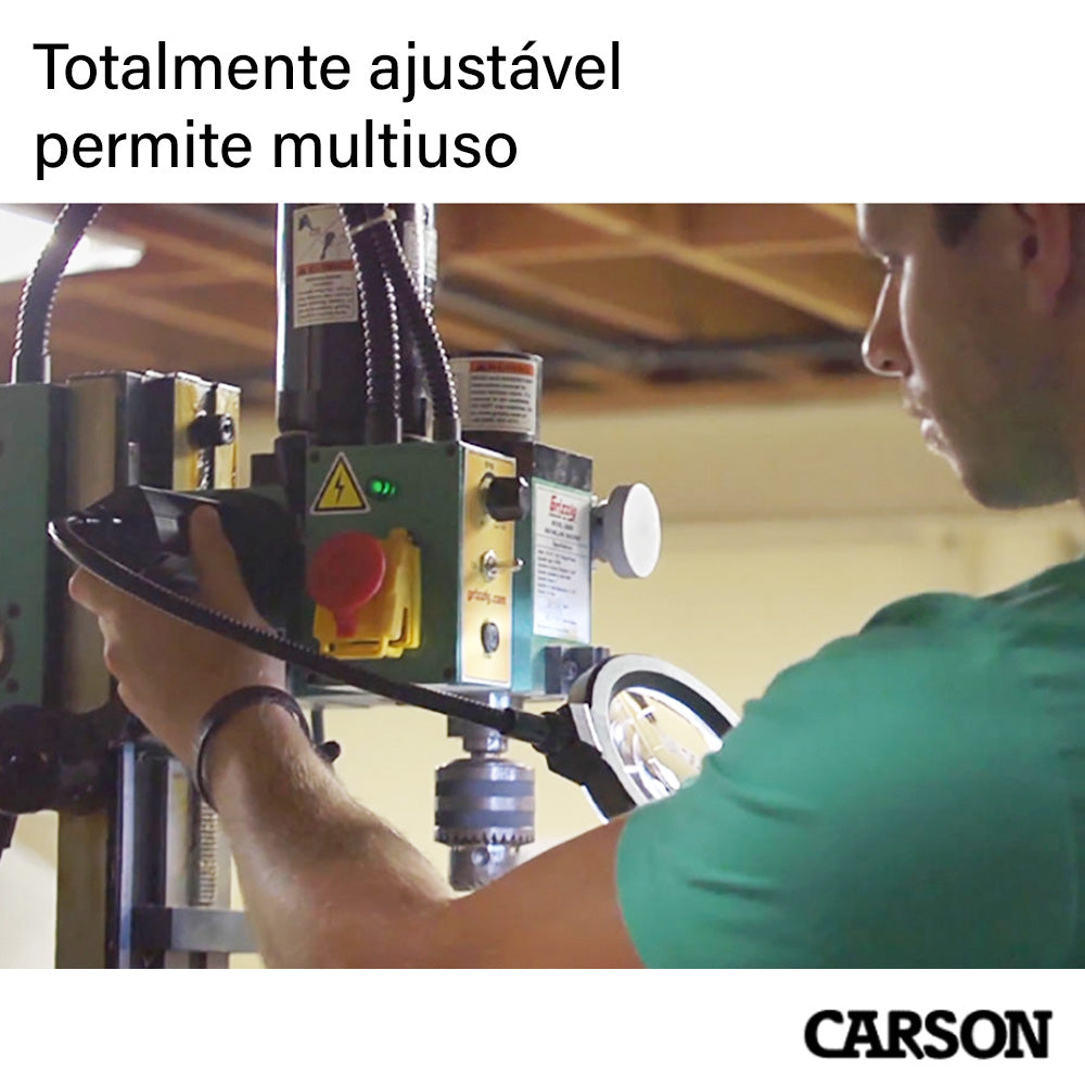 Lupa Iluminada Carson 16 LEDs Zoom 2X, Haste Flexível E Base Magnética