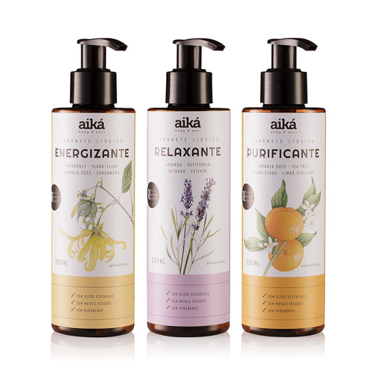 Sabonete Líquido Natural Com Óleos Essenciais 200ml Aiká