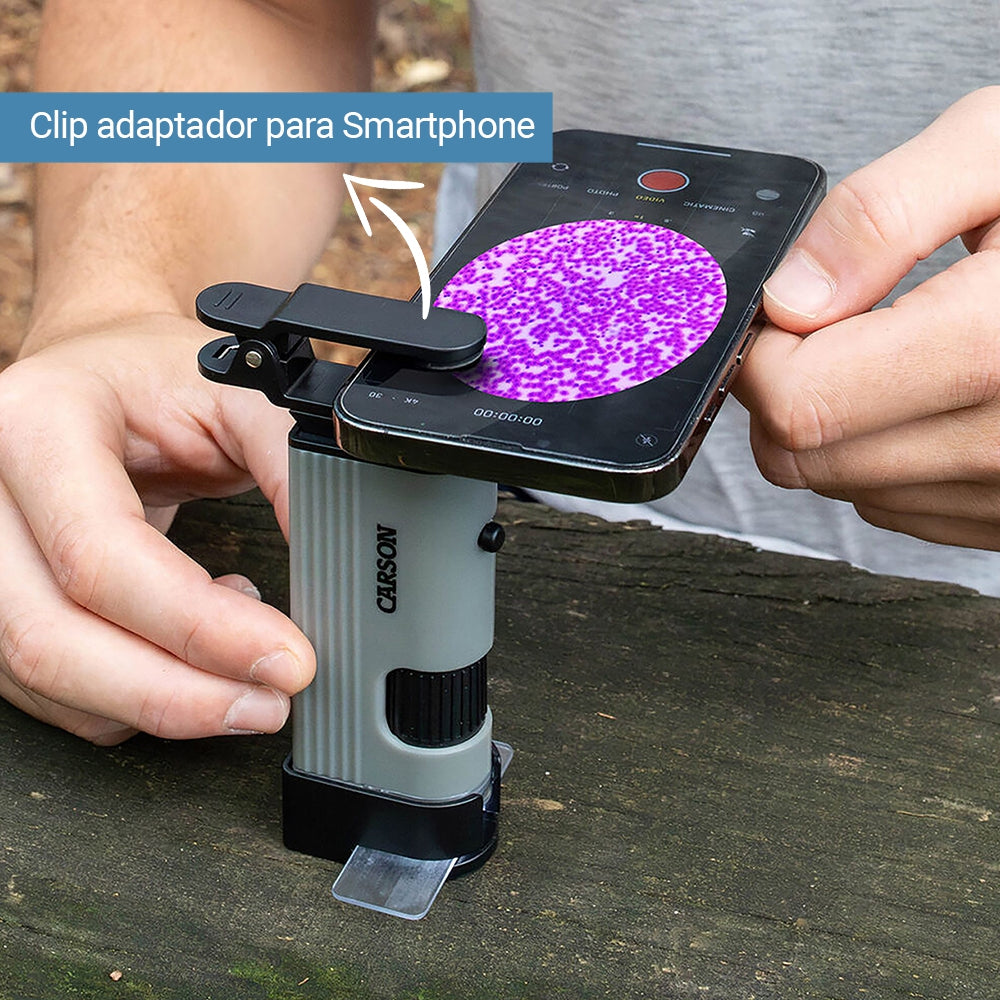 Microscópio De Bolso MicroPic 120-240x Com LED E Adaptador Para Smartphone