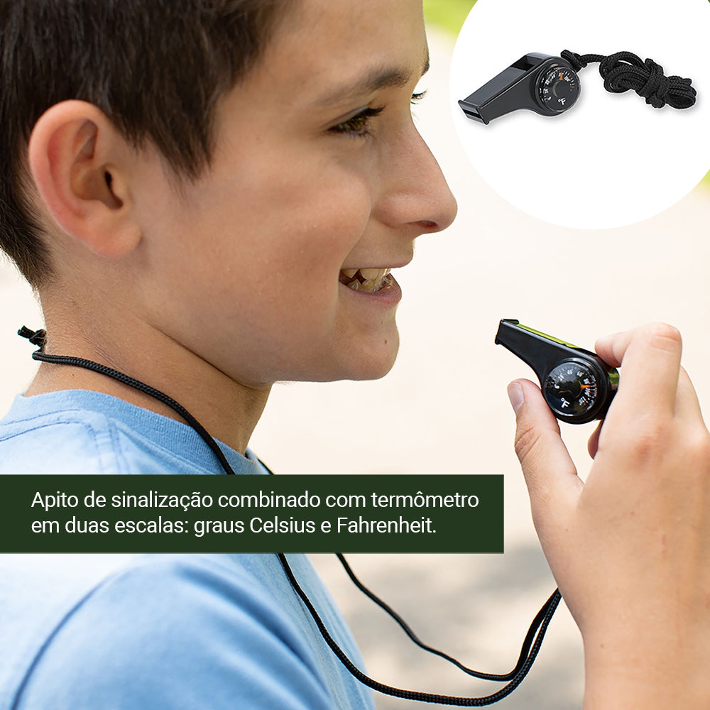 Kit Carson Adventure Pak Com Binóculo, Bússola, Lanterna, Apito E Bolsa