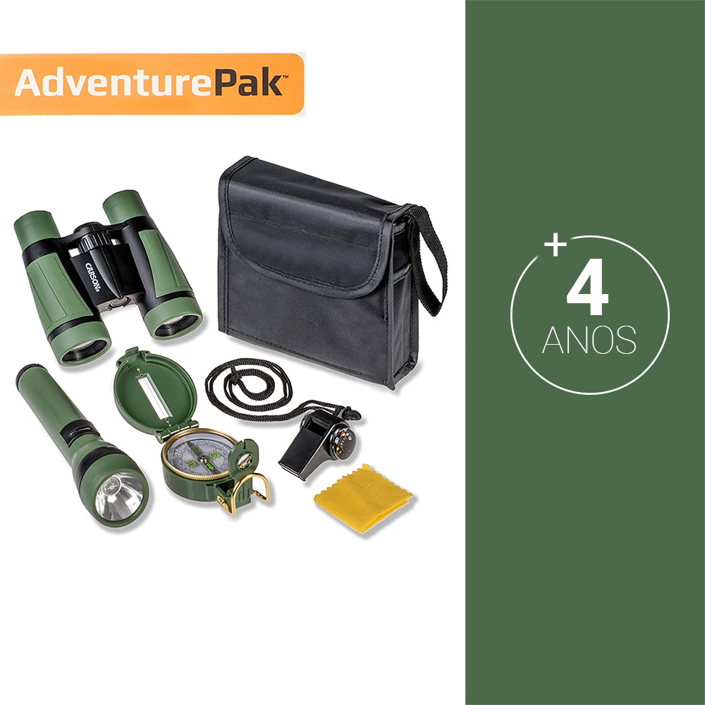 Kit Carson Adventure Pak Com Binóculo, Bússola, Lanterna, Apito E Bolsa