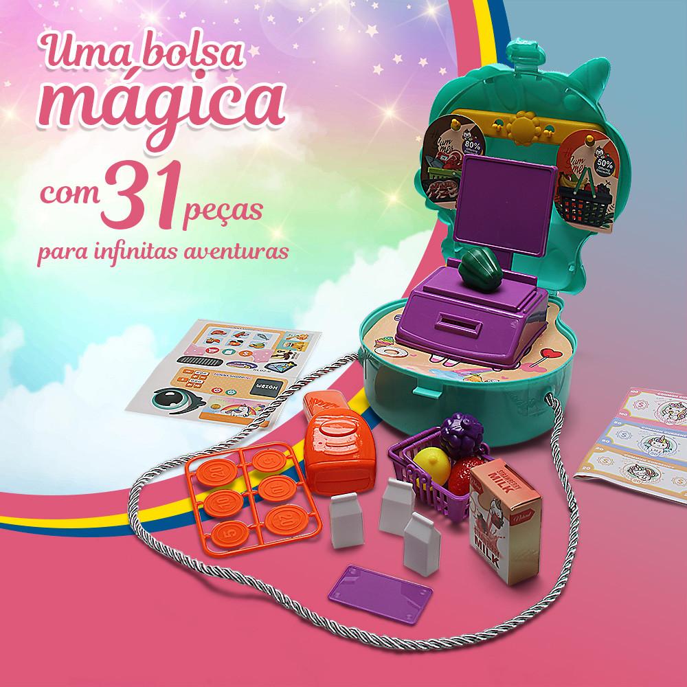 Brinquedo Kit Viagem Bolsa Unicórnio Design E Diversão 24 Peças Toyng