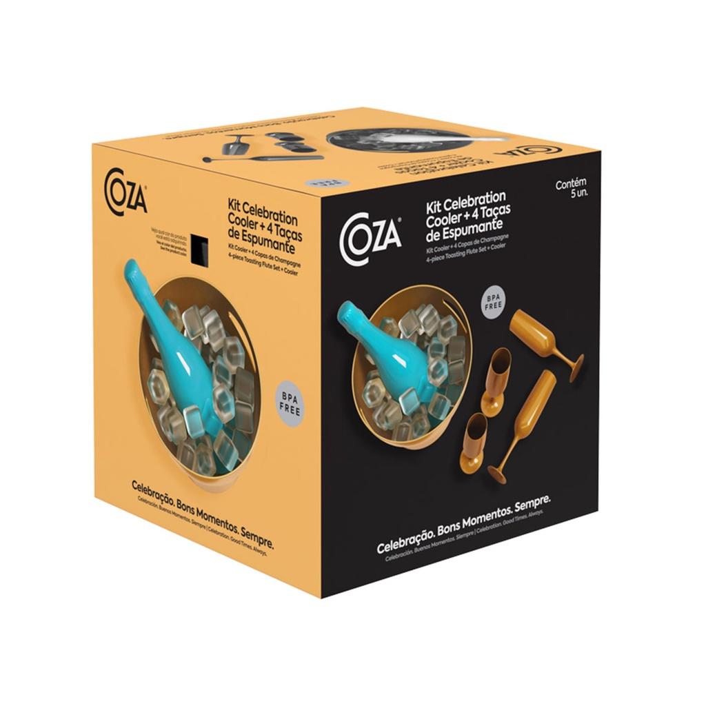 Kit Celebration Cooler + 4 Taças de espumante - Golden Glitter
