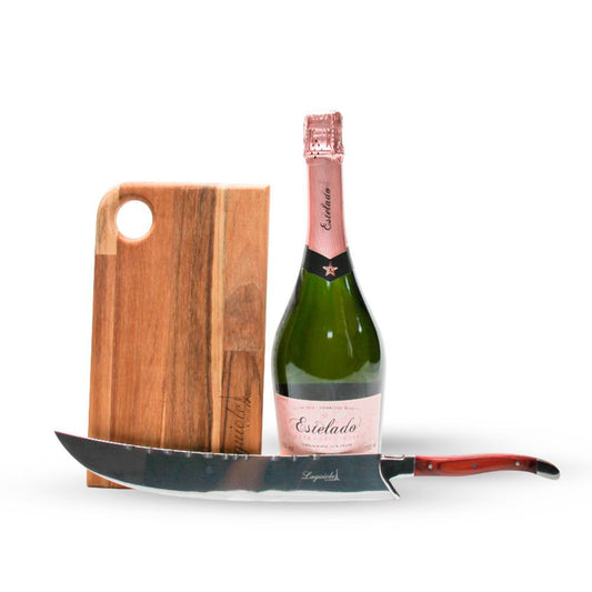 Kit Espumante Miguel Torres Rosé Com Sabre E Tábua De Aperitivo 26cm