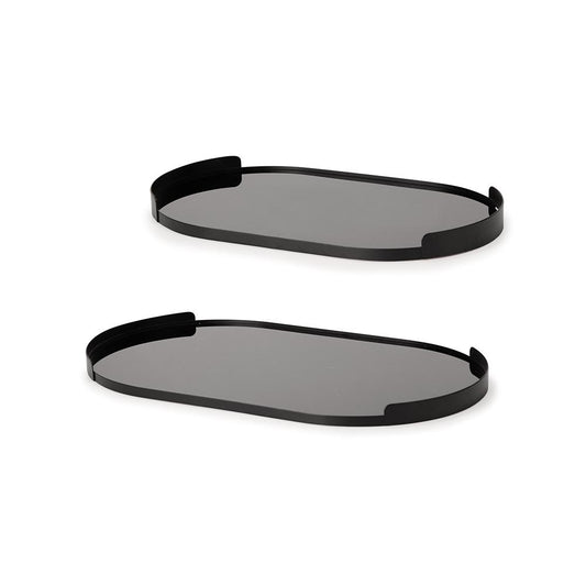 Kit bandejas em metal com vidro - 2 peças