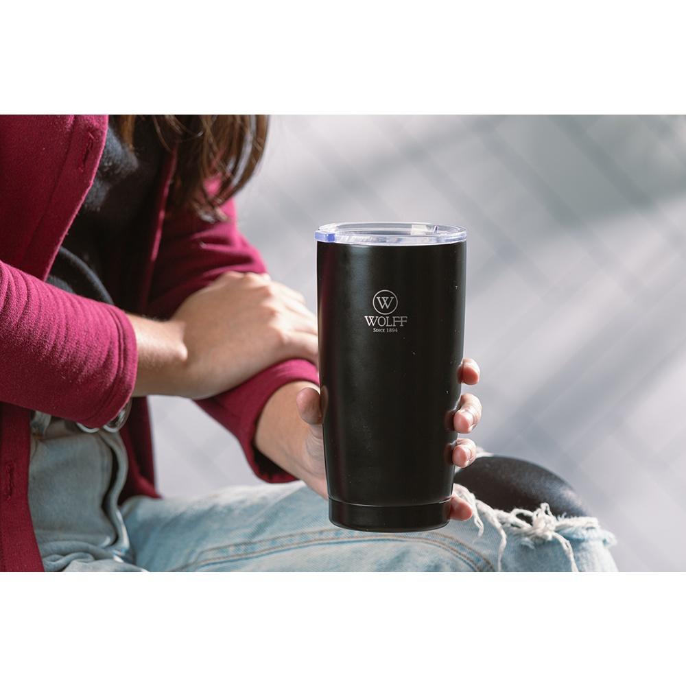 Copo Térmico de aço inox parede dupla com tampa preto 600ml