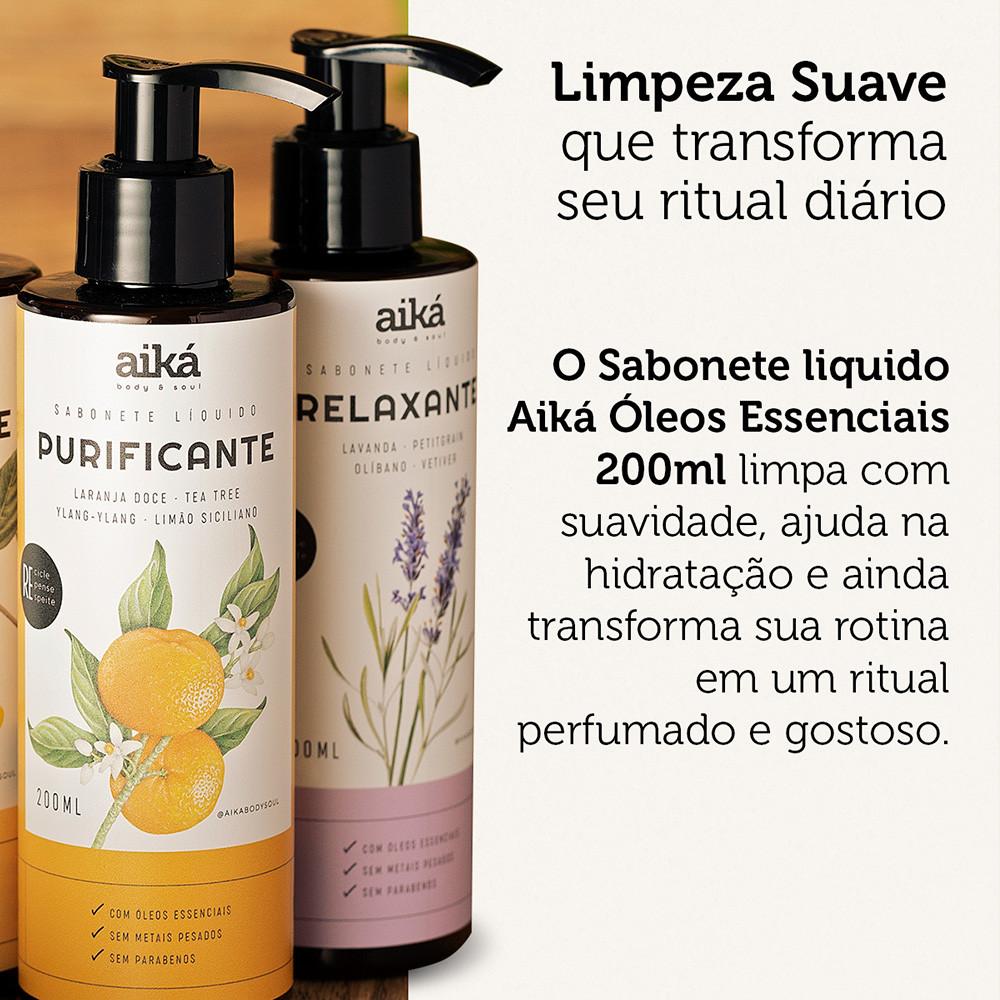 Sabonete Líquido Natural Com Óleos Essenciais 200ml Aiká