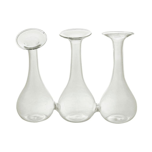 Vaso Decorativo em Vidro Transparente e Incolor com 3 Cálices de 17 cm x 5 cm x 14 cm