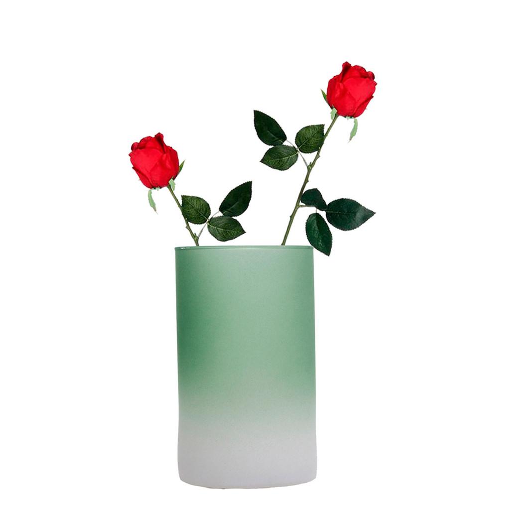 Vaso de Vidro Degradê Verde/Branco 9 cm x 9 cm x 15 cm