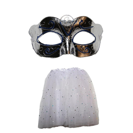 Kit Máscara De Carnaval Mais Saia De Tule 40cm Look Perfeito