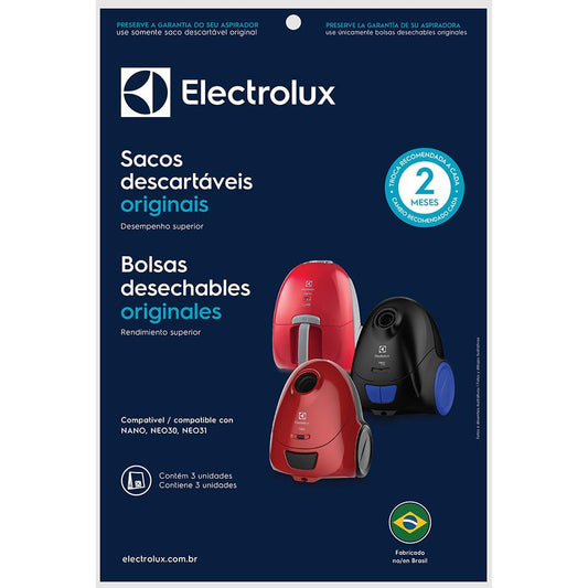Kit com 3 sacos descartáveis Electrolux SBENA para aspiradores de pó