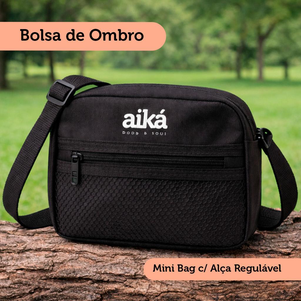 Bolsa De Ombro Mini Bag Preta Com Bolso E Alça Regulável