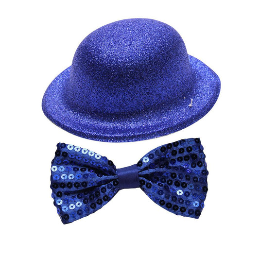 Mini Chapéu Glitter Mais Gravata Borboleta Brilhe No Carnaval