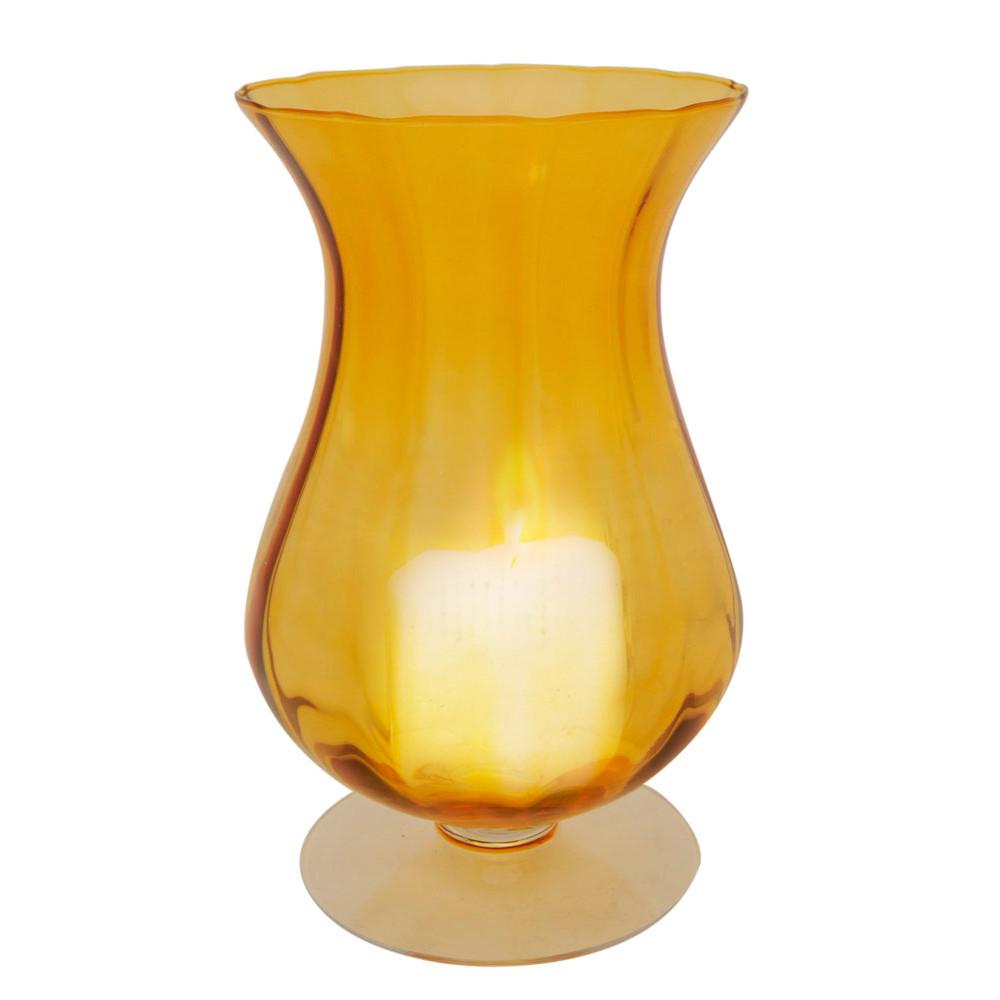 Vaso de Vidro Rainbow na cor Âmbar com luz de vela