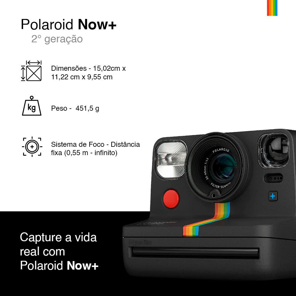 Câmera Instantânea Polaroid Now+ 2ª Geração Sustentável E Filme i-Type 16 Fotos