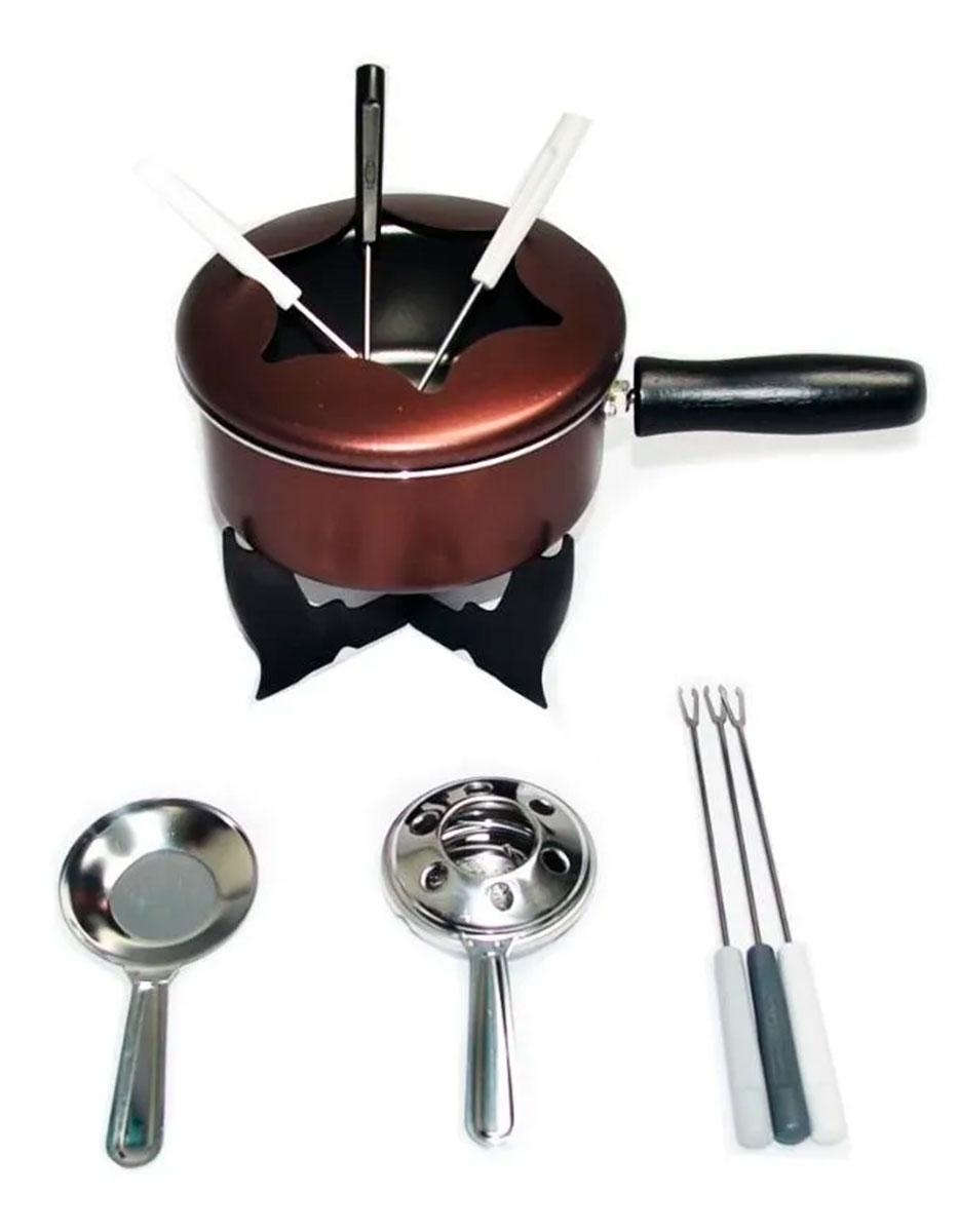 Kit para fondue 10 Peças Fondue e Petiscos 19,5x19,5x16 cm