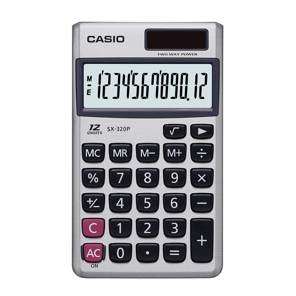Calculadora Casio de bolso c/ visor 12 díg  e acabamento aço escovado SX-320P