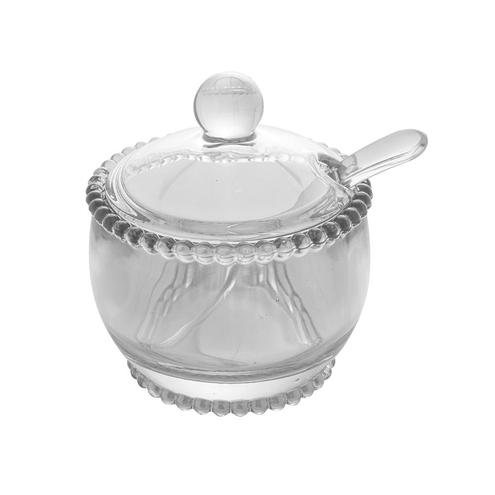 Açucareiro em Cristal Pearl com colher 10x8x7cm