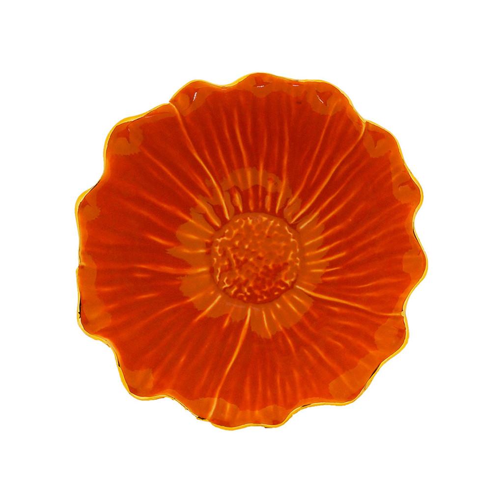 Vaso Decorativo Flor em Porcelana 15 cm x 7 cm cor Laranja