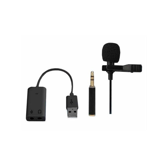 Microfone Vivitar Ultramini c/ clip para Smartphone e Adaptador USB p/ PC e Fone de Ouvido