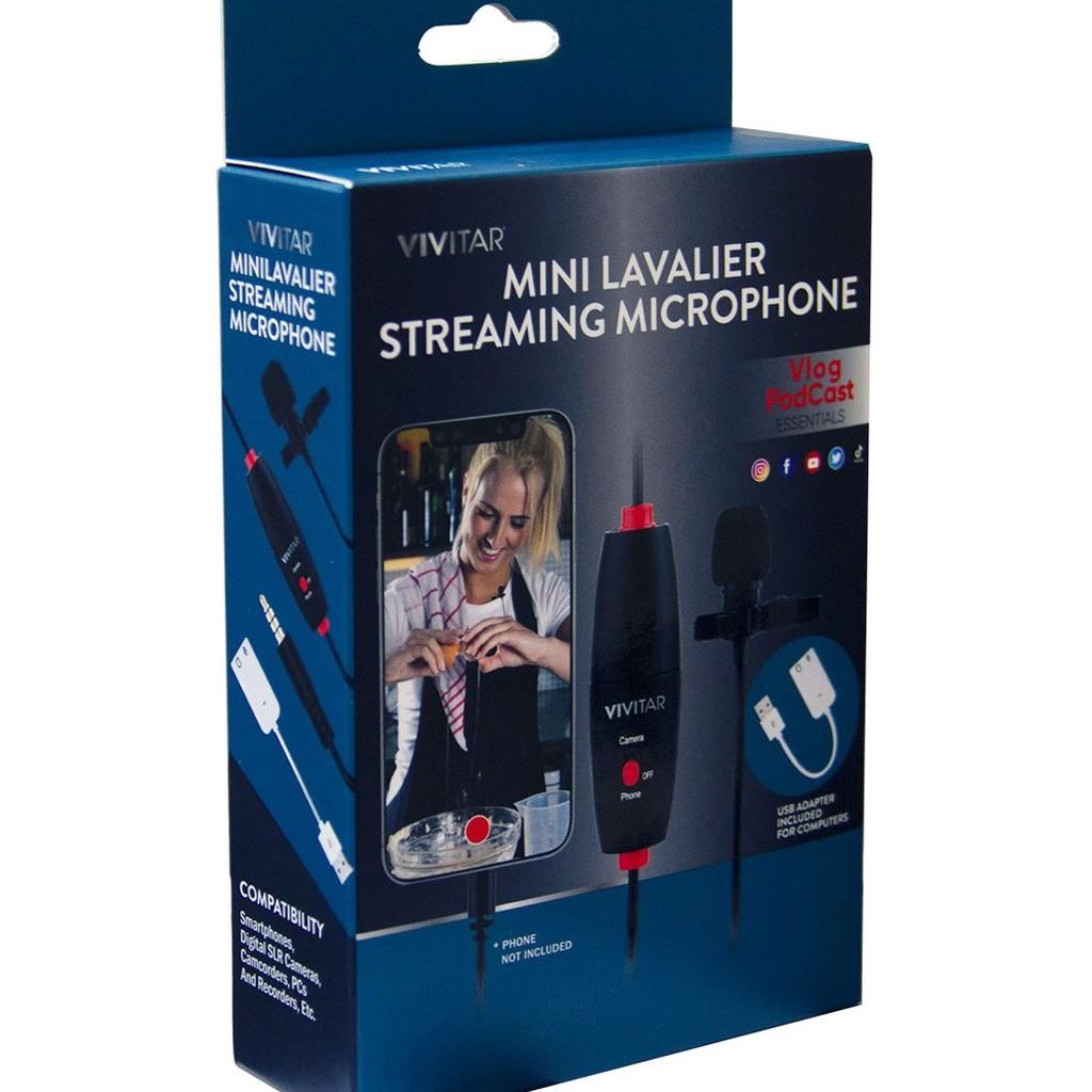 Microfone Vivitar Vlogger Profissional com cabo de 6m e adaptador USB