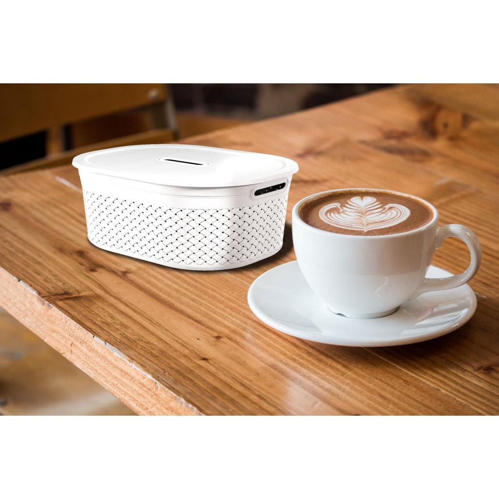 Cesta Pequena com Tampa Craft Coza 40 x 30,5 x 12,9 cm - Cinza